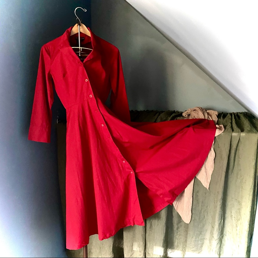 J. Peterman Ruby Red mid-length Dress